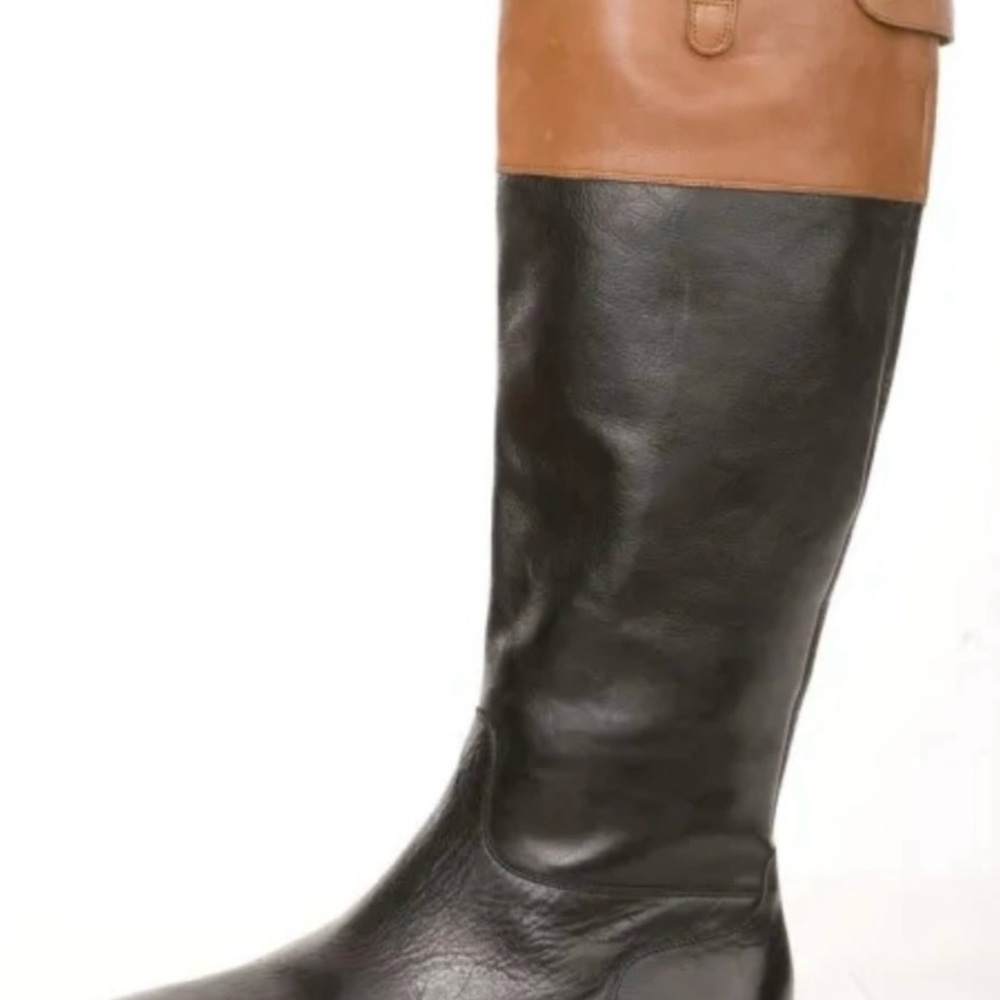 Ralph Lauren Black and Tan Leather Heeled Boots